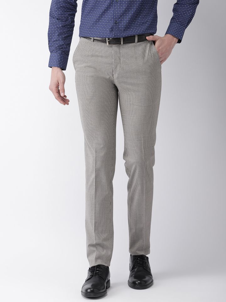 Buy Men Grey Slim Fit Self Design Formal Trousers online  Looksgudin