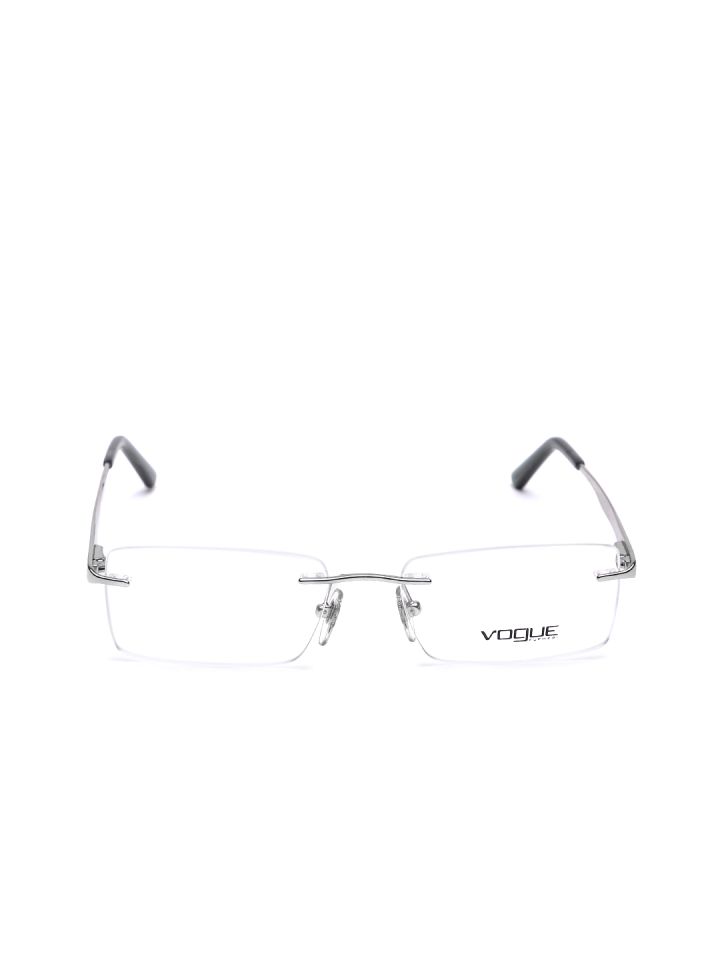 vogue Men Steel Toned Green Rectangular Rimless Frames 0VO3934I32353
