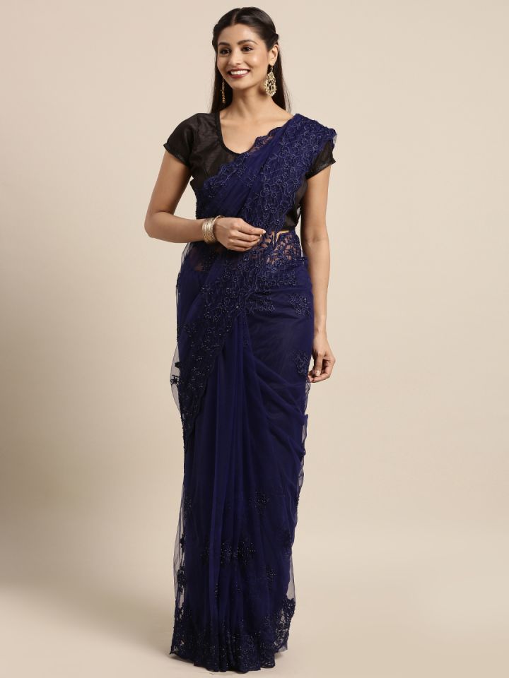 Navy blue best sale net saree