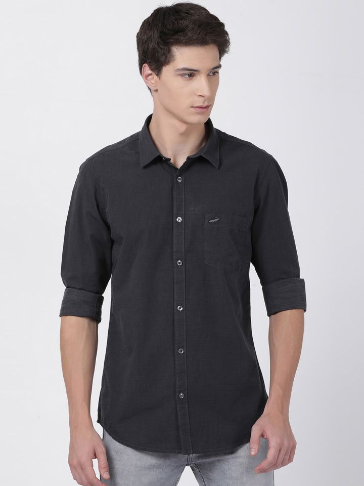 Buy Crocodile Men Grey Slim Fit Self Design Casual Shirt - Shirts for Men  9651957 | Myntra
