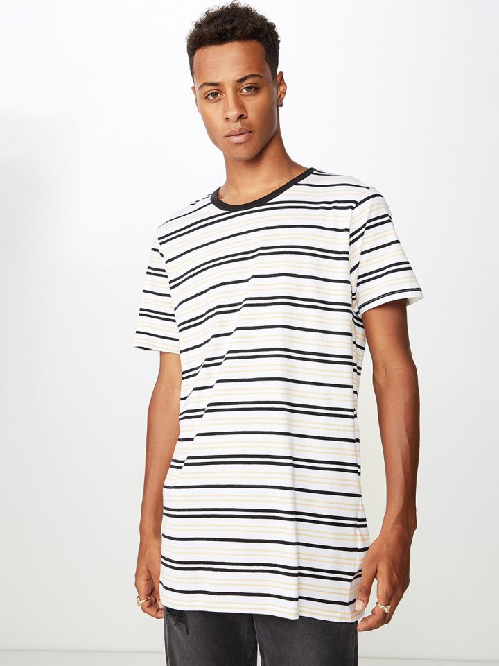 COTTON ON Men White Striped Round Neck
