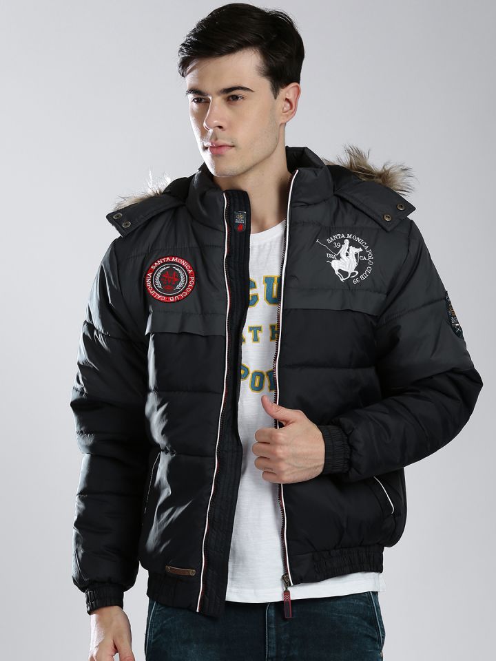 Buy Santa Monica Black Padded Jacket With Hood Jackets for Men