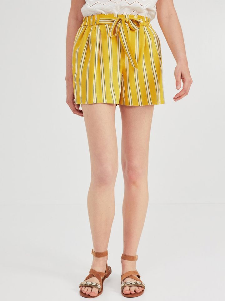 Yellow and white striped shorts Clearance
