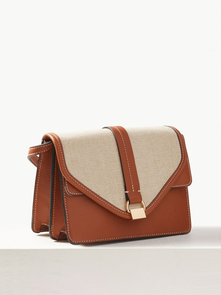 Marks Spencer Beige Colourblocked Sling Bag