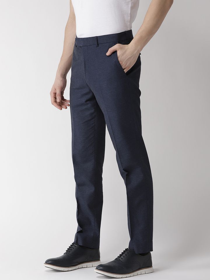 Mens slim fit smart casual trousers clearance
