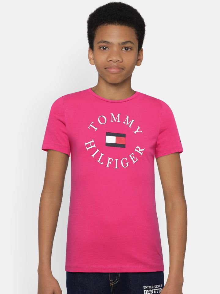 Pink tommy hilfiger crew neck 2025
