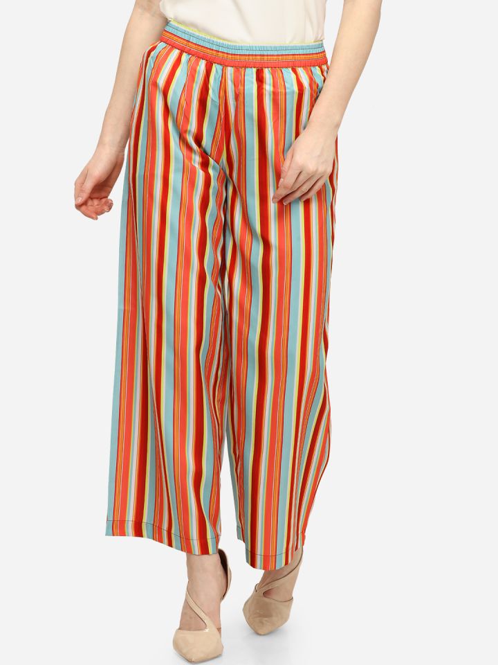 multicoloured striped trousers