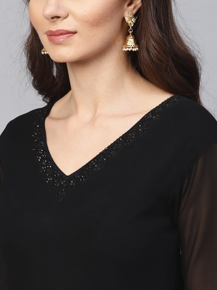 Inddus black anarkali clearance