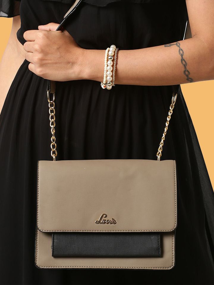 Buy Lavie Moritz Grey Black Colourblocked Structured Sling Bag