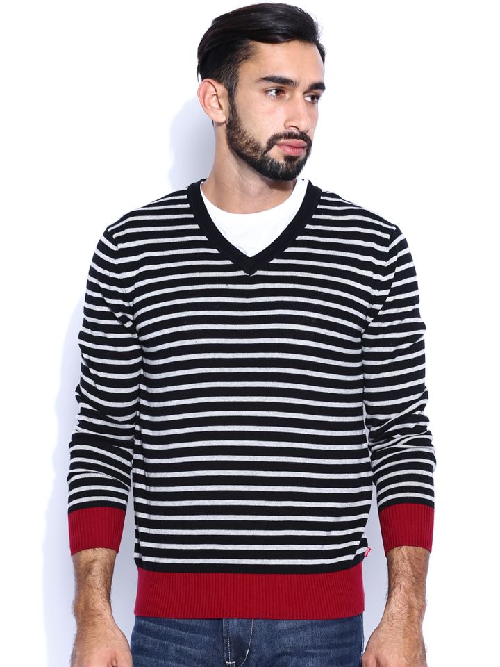 Buy Levi's Black Striped Sweater - Sweaters for Men 976407 | Myntra