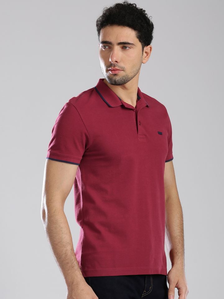 Buy Levis Maroon Polo Pure Cotton T Shirt Tshirts for Men 976420