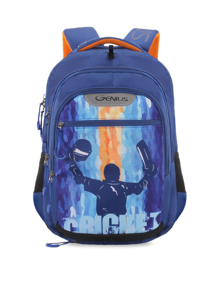 Buy Genius Unisex Blue Printed 17 Inches Medium School Backpack