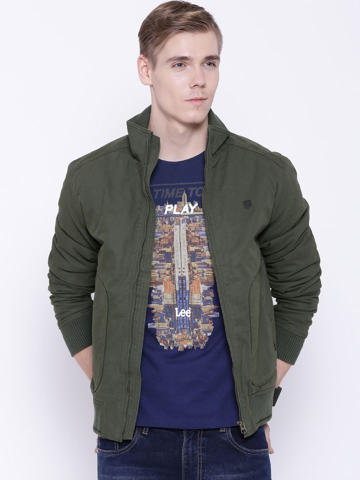 Buy Lee Olive Green Slim Fit Jacket 