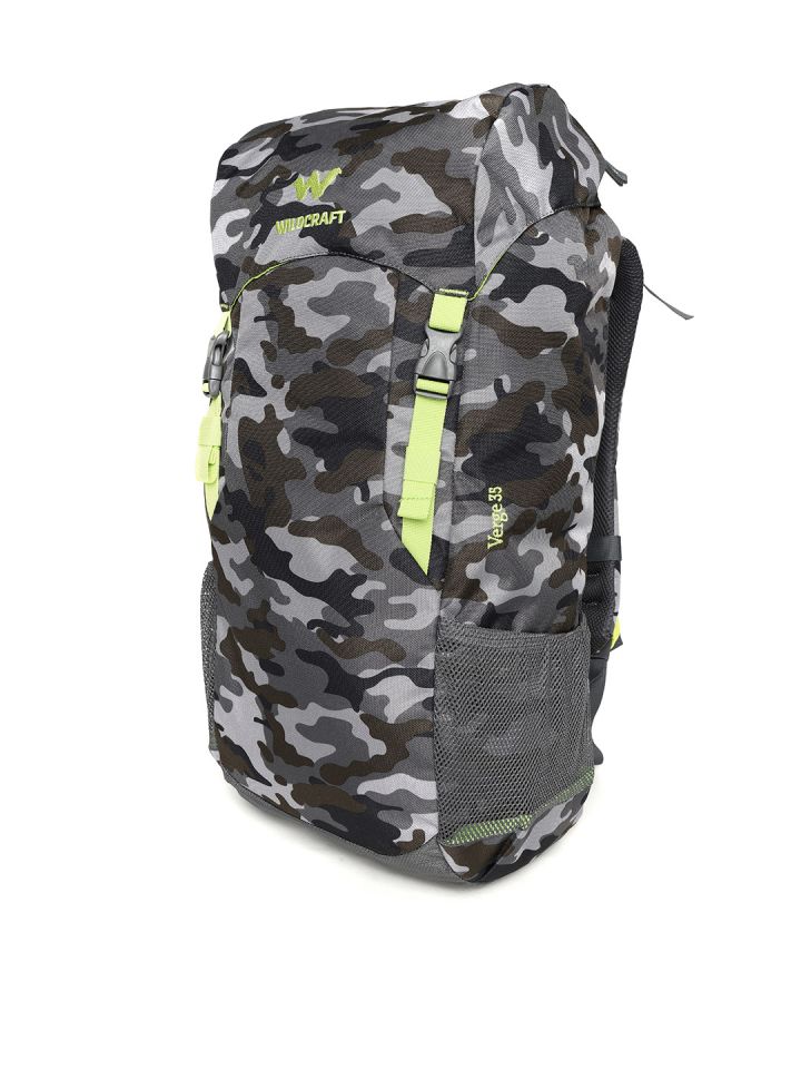 Buy Wildcraft Unisex Grey Olive Brown Printed Verge 35 Rucksack