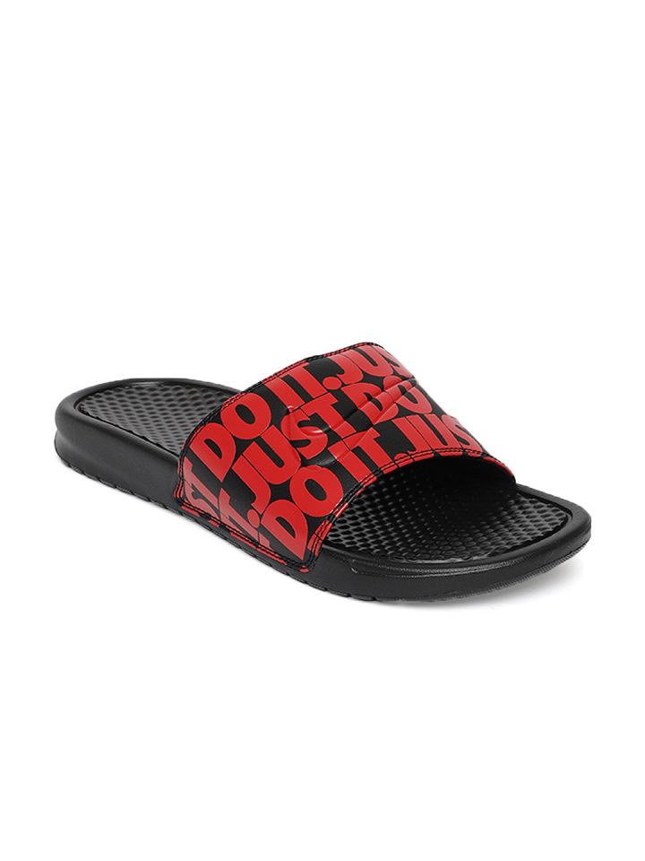 Buy Nike Men Black Red Printed BENASSI Sliders Flip Flops for