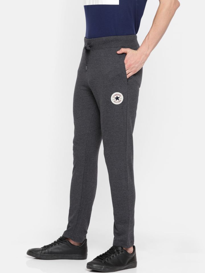 Converse Men Charcoal Grey Solid Track Pants