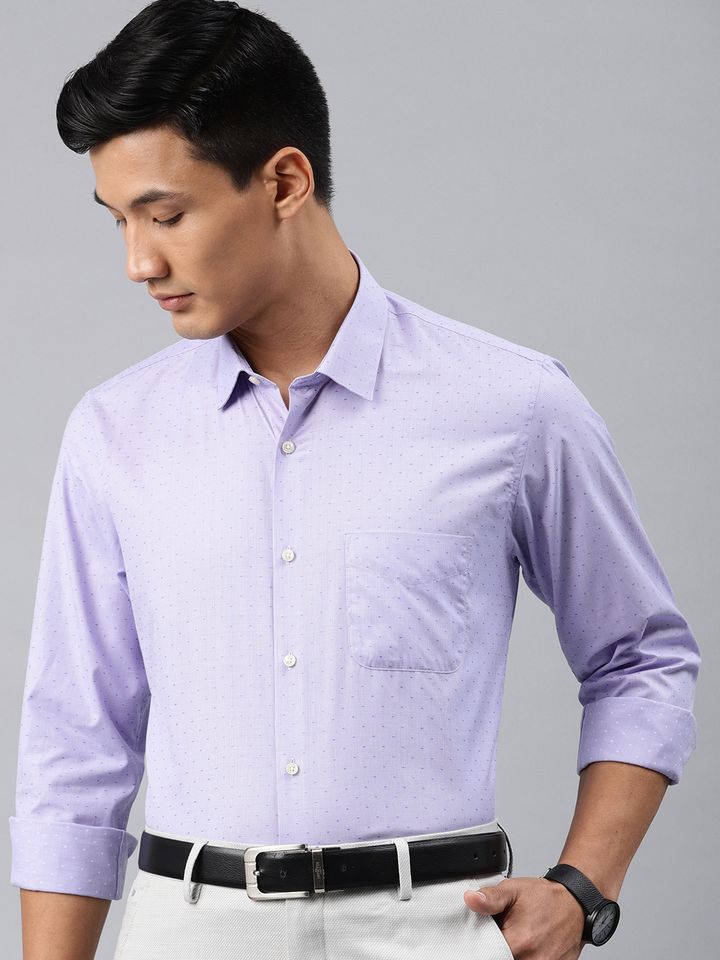 Buy Peter England Men Purple Slim Fit 