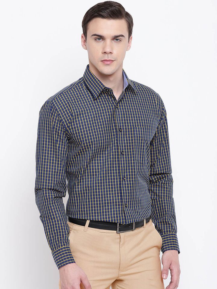 Buy Hancock Men Navy Blue \u0026 Yellow Slim 