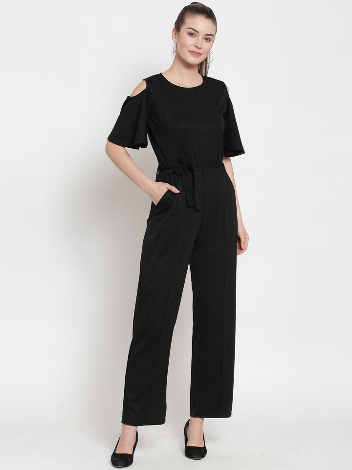 Buy Everlush Women Black Solid Smart Casual Basic Jumpsuit Jumpsuit For Women 9824017 Myntra