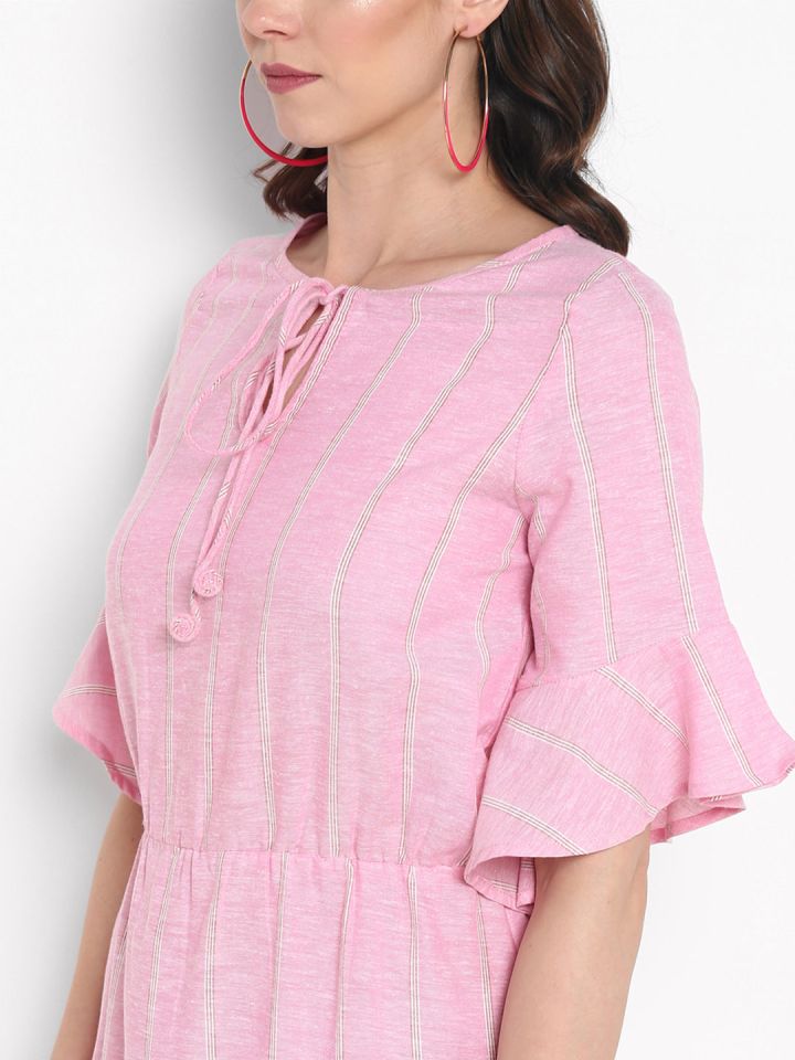 Buy MIAMINX Women Pink Striped Blouson Dress Dresses for Women