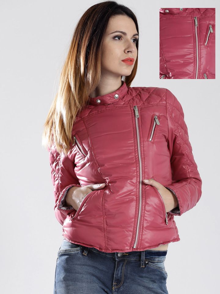 GAS Pink Purple Reversible Padded Biker Jacket