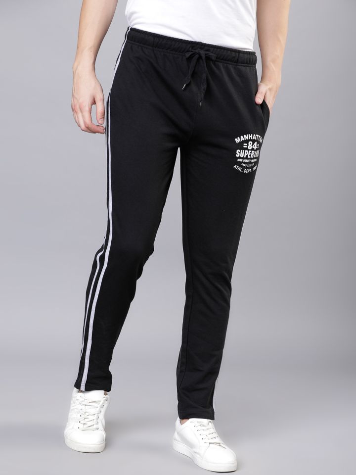 Mens Casual Solid Black Track Pant