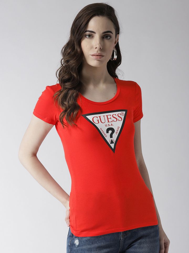 Buy GUESS Women Red Printed T Shirt Tshirts for Women