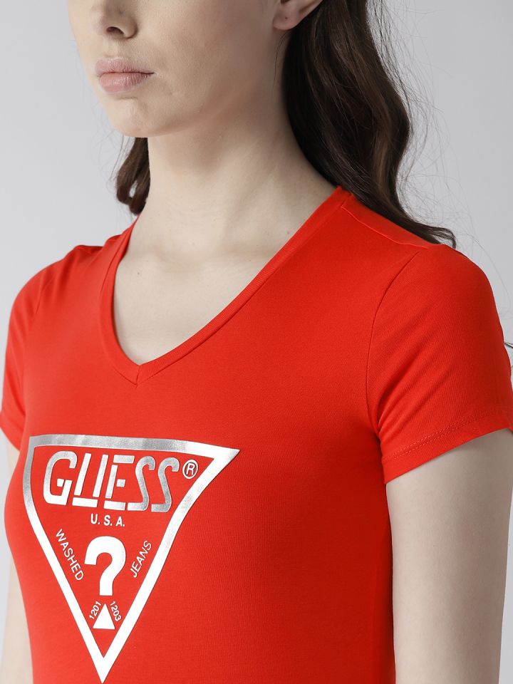 Guess red shirt womens deals