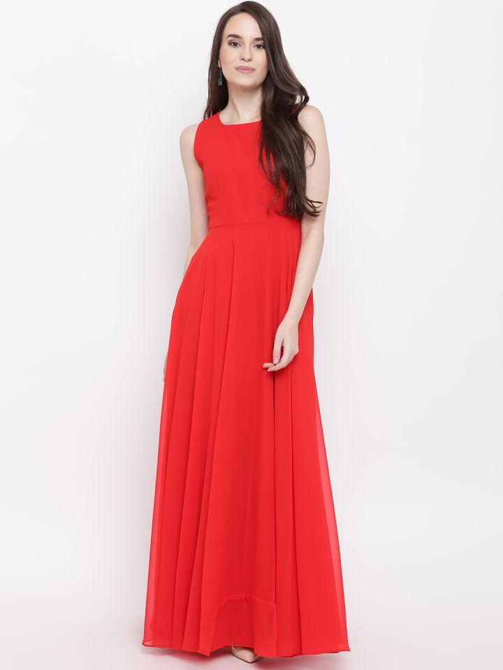 Red gown myntra shop