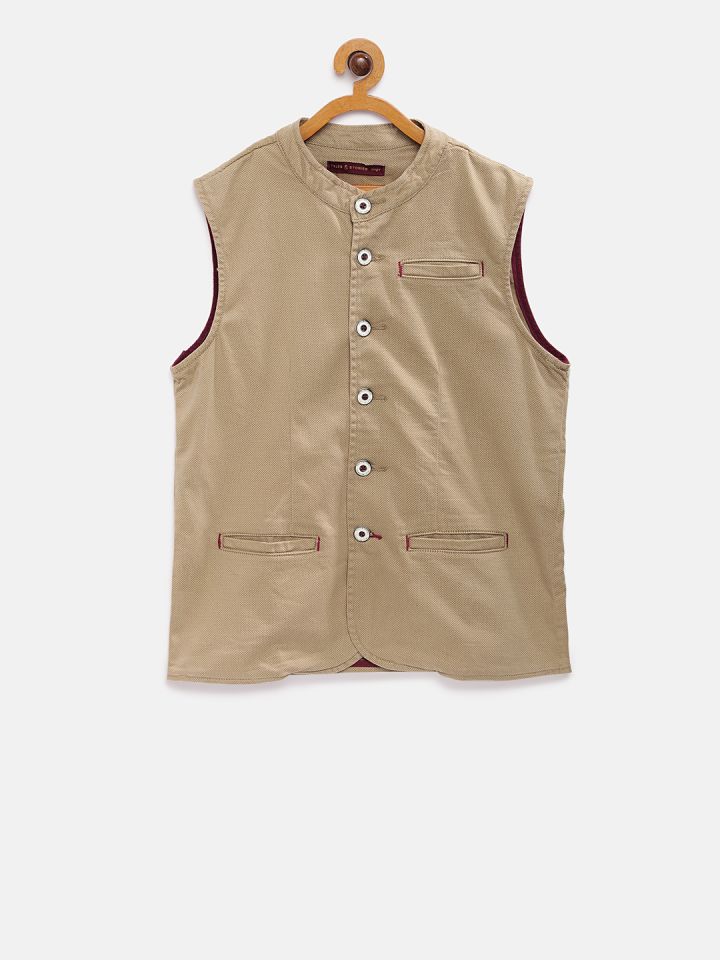 Khaki nehru jacket outlet