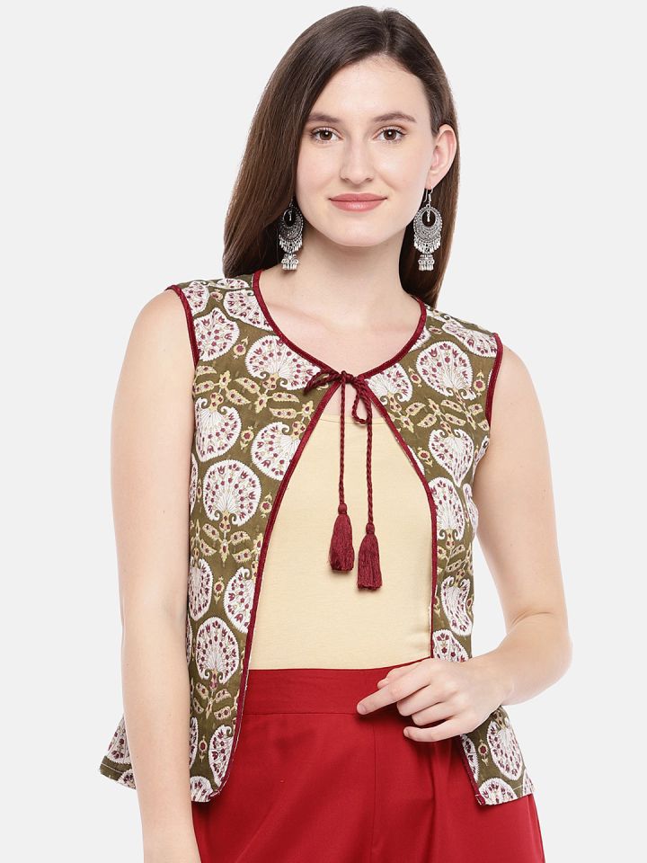 Ethnic jacket myntra top