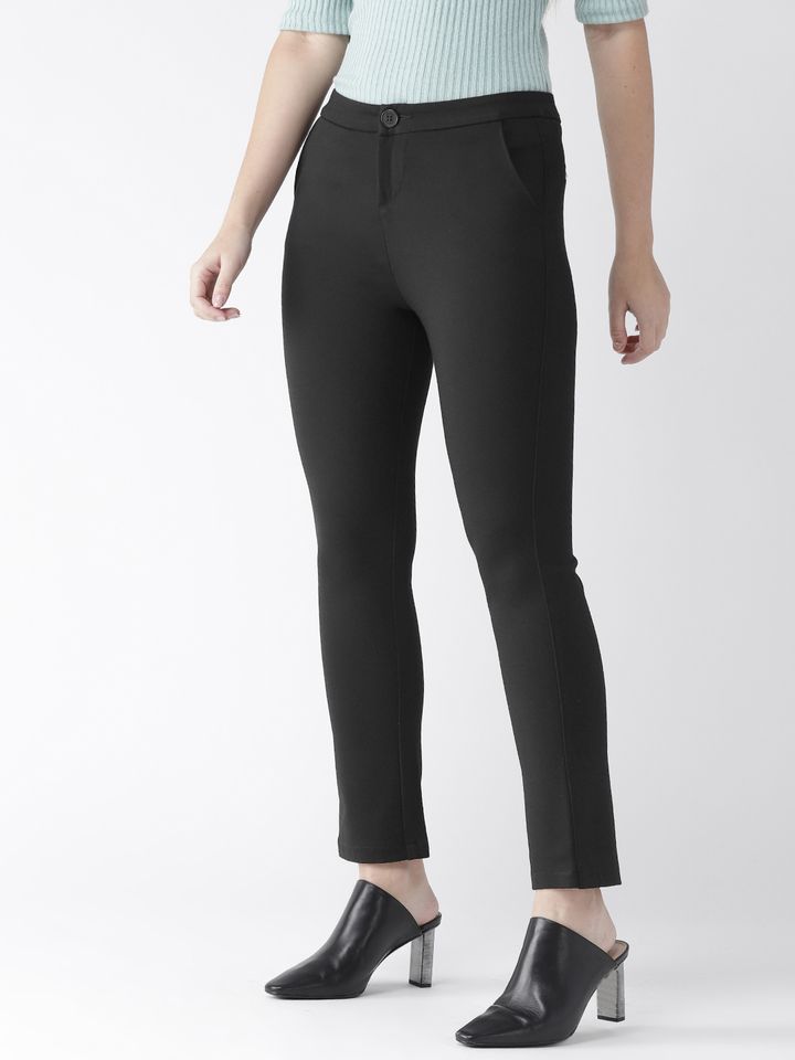 Straight Fit Solid Formal Trousers 