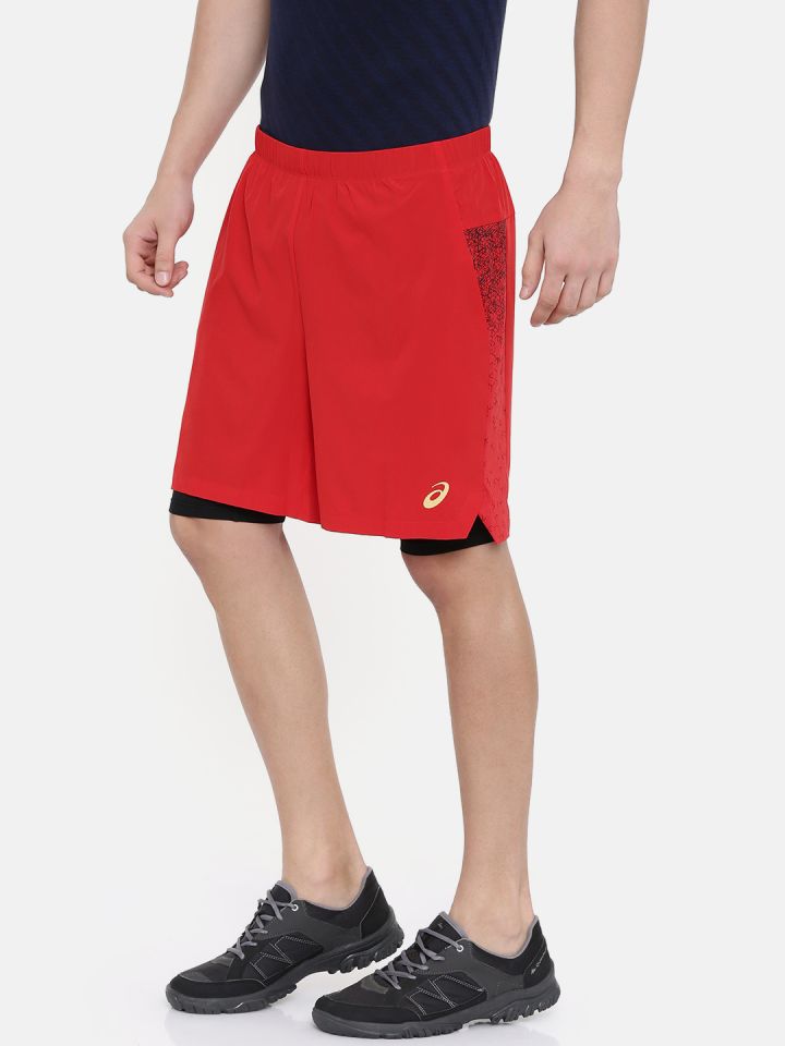 ASICS Men Red Solid Regular Fit 2 N 1 7In Running Shorts