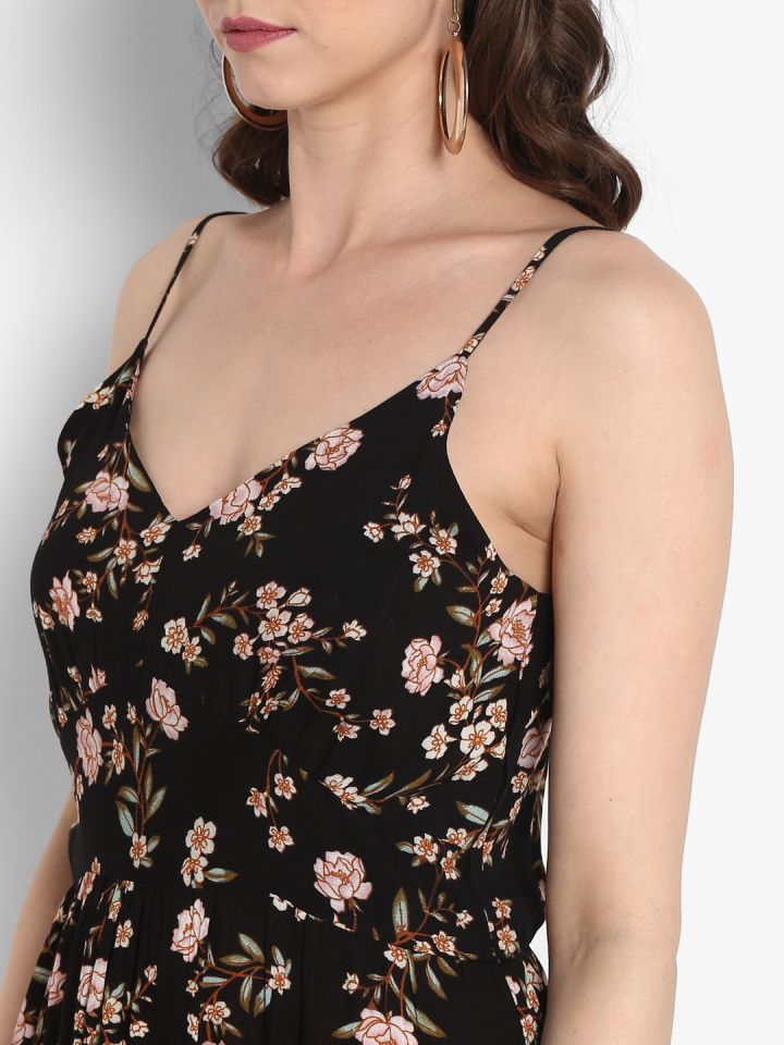 MIAMINX Women Black Fit and Flare Dress