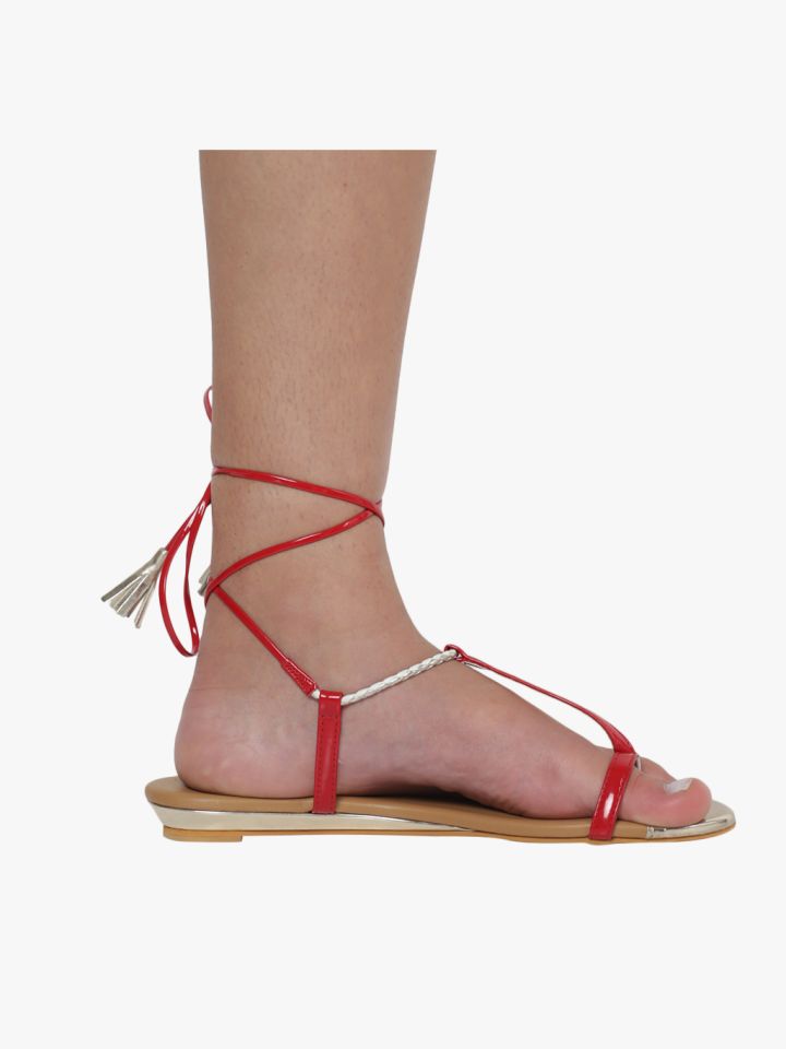 Red Tie Up Sandals