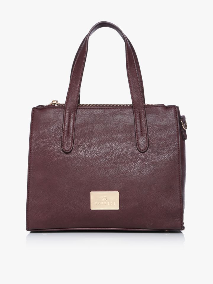 burgundy tote bag