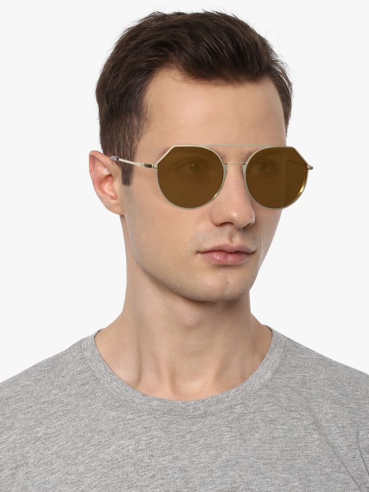 Buy Ted Smith Unisex Oval Mirrored Sunglasses Ts Cameron Gold Sunglasses For Unisex 7960287 Myntra