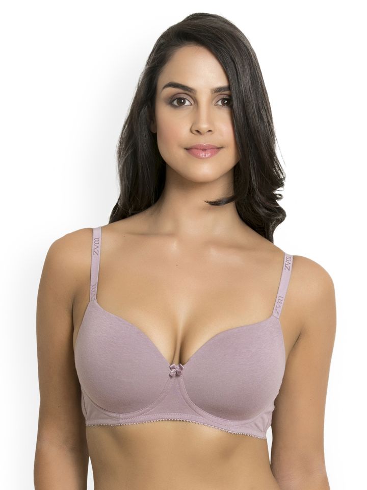 Buy Zivame Luxe Lace Push Up Wired Low Coverage T-Shirt Bra-Grey