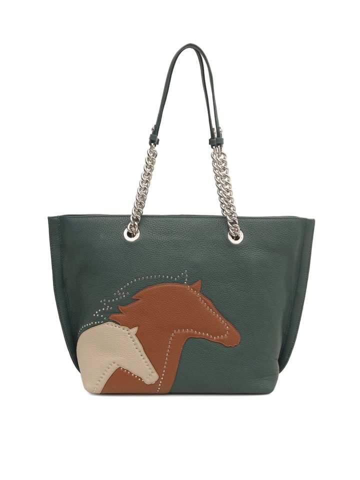 Buy Da Milano Green Brown Embellished Shoulder Bag Handbags For Women 8567543 Myntra
