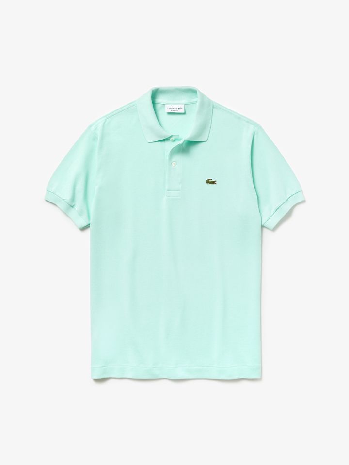 Lacoste Men Sea Green Solid Polo Pure Cotton T shirt