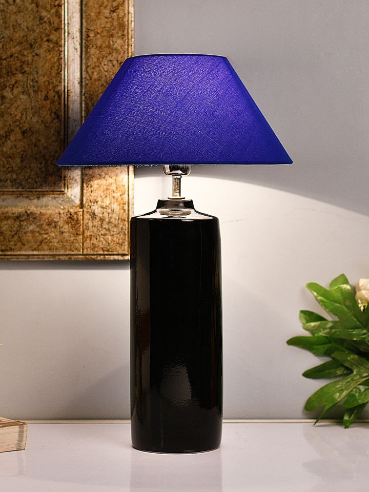 Buy Homesake Black Navy Blue Solid Handcrafted Table Lamp With