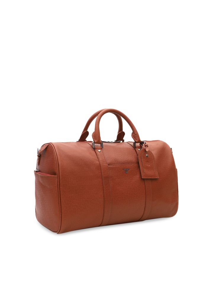 Buy Da Milano Unisex Brown Solid Medium Sized Leather Duffel Bag