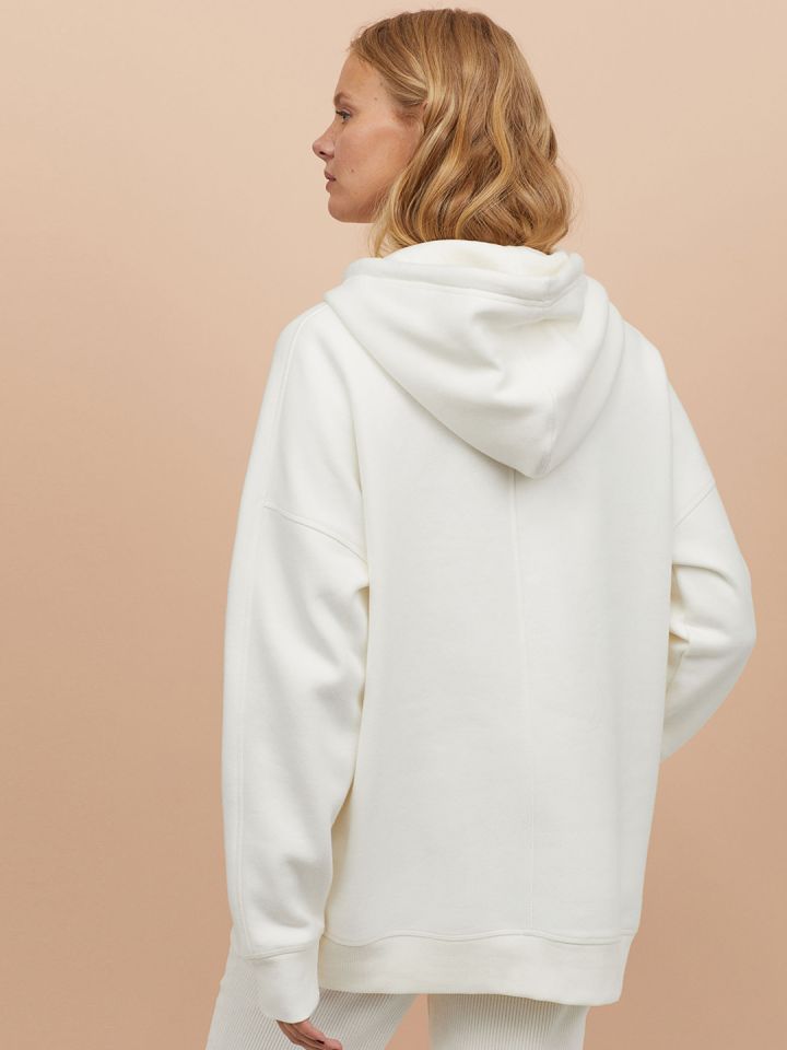 H&m white hoodie online women's