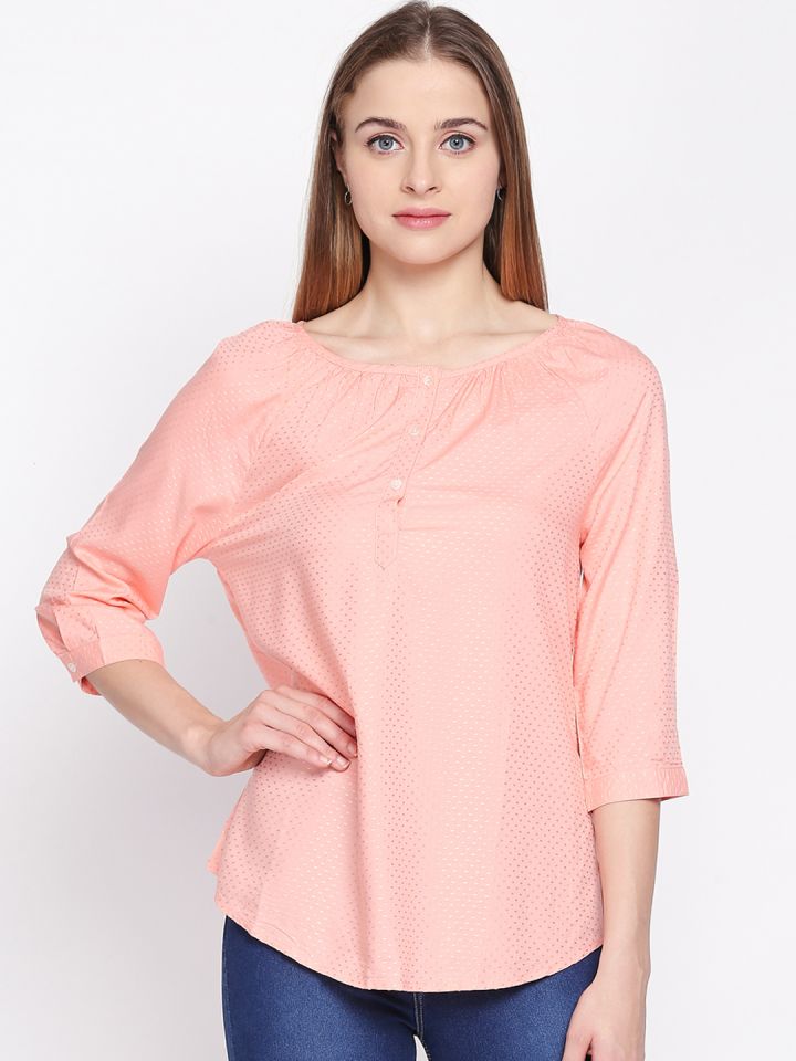 Honey by Pantaloons Pink Self Pattern Top