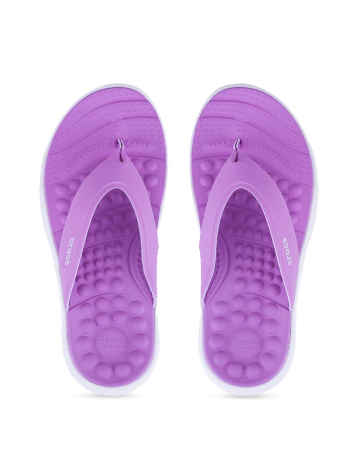 purple croc flip flops