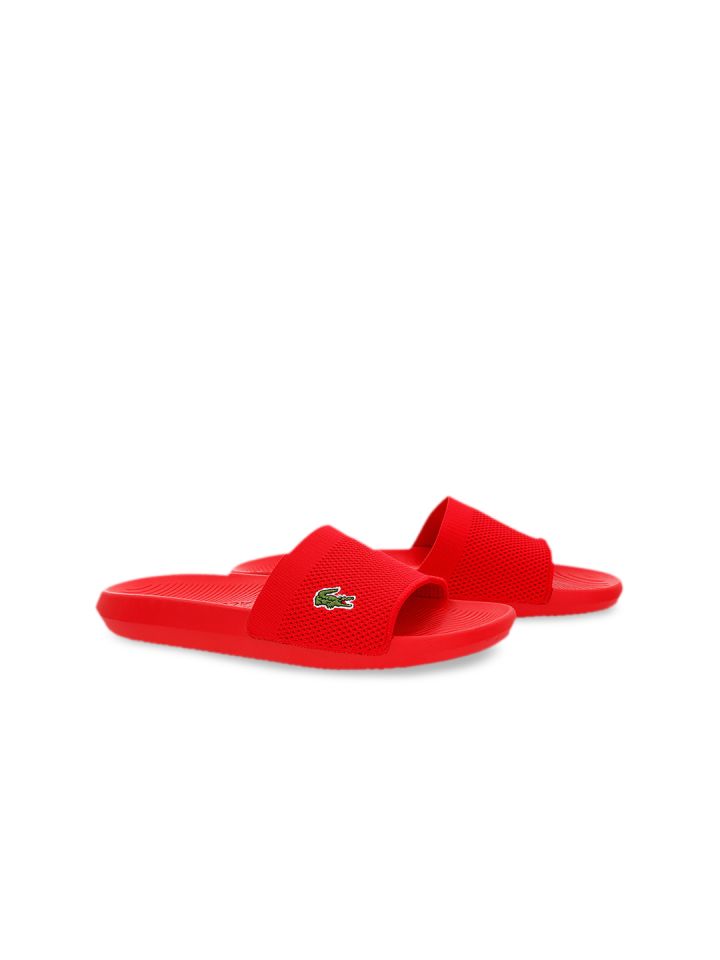 Buy Lacoste Men Red Self Design Slip On Flip Flops for Men