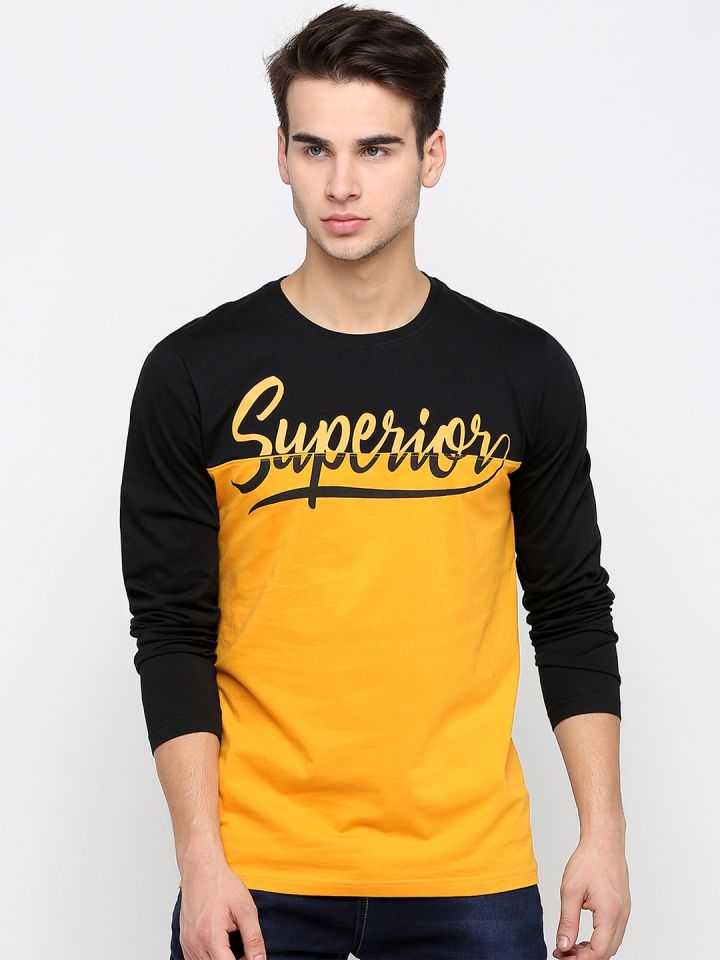 black and yellow raglan shirt