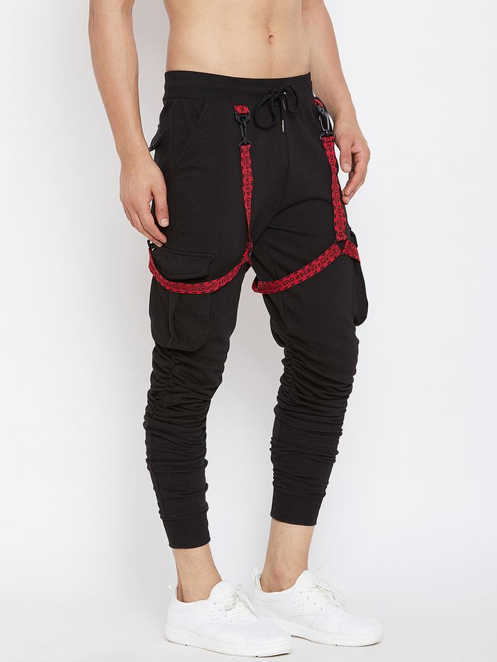 fugazee solid men's black track pants