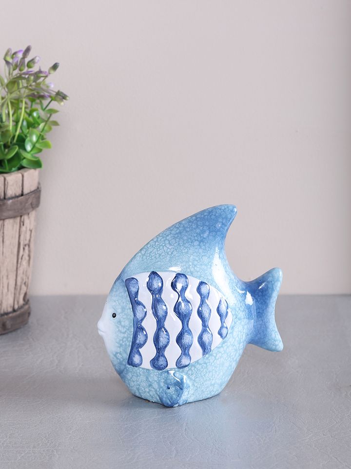 Buy Tayhaa Blue Ceramic Fish Showpiece Showpieces For Unisex