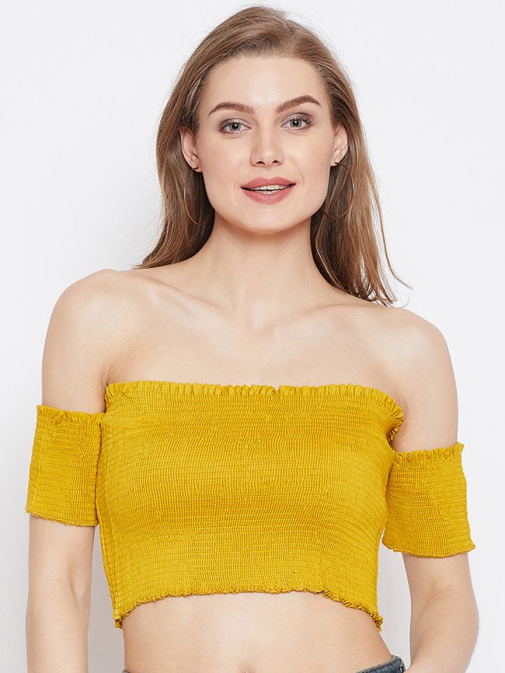 smocked bardot top